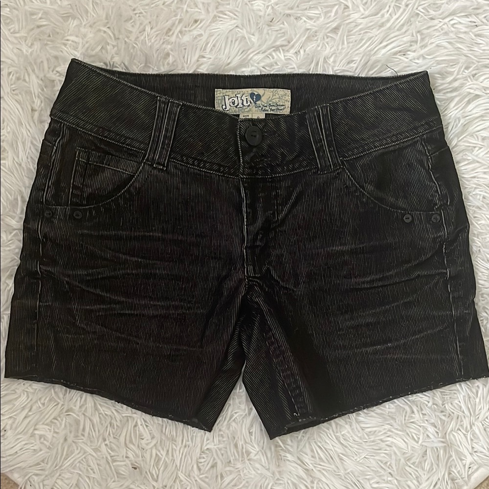 Jolt Black Corduroy Cut-Off  Shorts